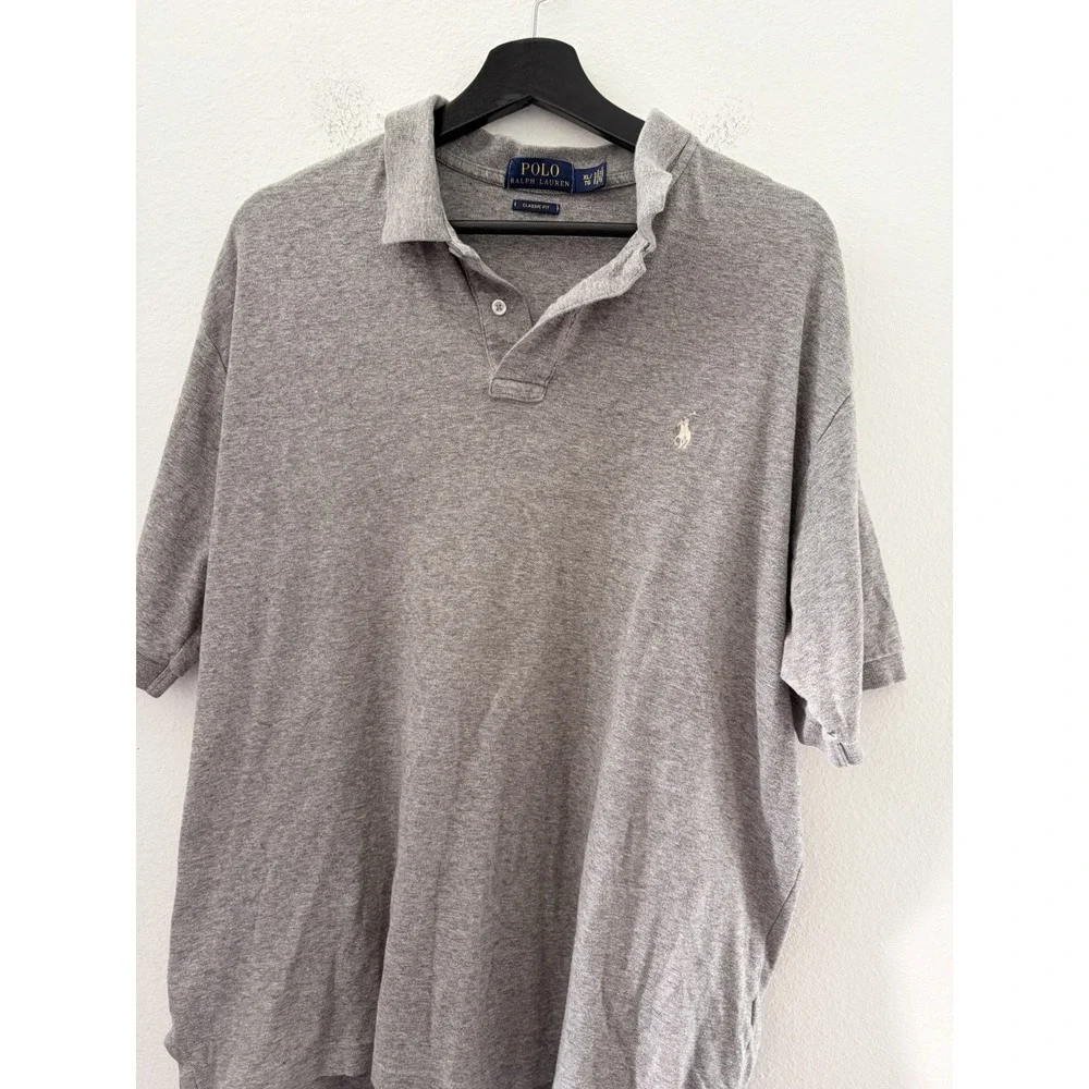 Polo Ralph Lauren Shirt Mens XL Gray Classic Fit Short Sleeve Pique Polo Pony